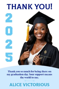 White Professional Thank You For Graduation Card Banner Flyer Poster Facebook Whatsapp Instagram Pos Affiche template