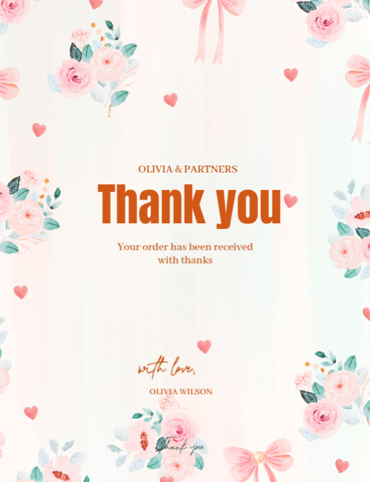 Plantilla de White Professional Thank You For Your Order Flyer (us ...