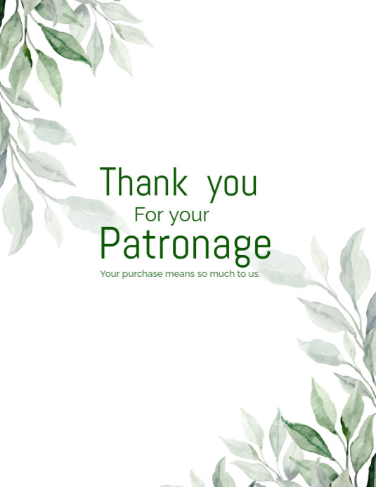 White Professional Thank You For Your Patronage  Flyer (us Letter) Pamflet (VSA Brief) template