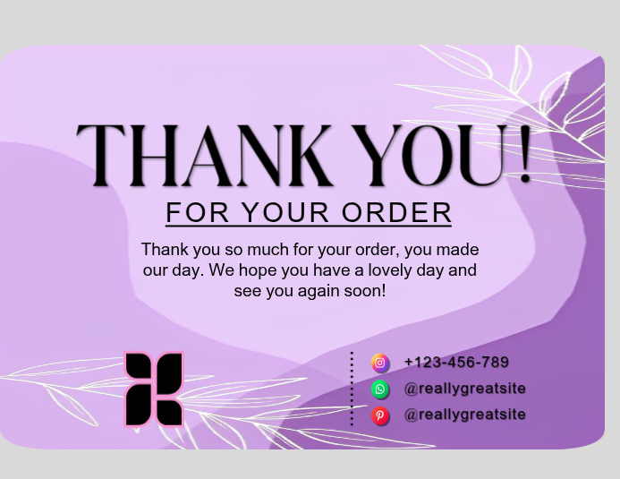 Copy of White Professional Thank You For Your Purchase Template ...