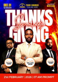 白色 Church Thanksgiving Service A2 Template