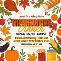 White Professional Thanksgiving Dinner Party Invite  Instagram Post template