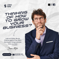 White Professional Thinking Of How To Grow Your Business Service Instagram Post Instagram-Beitrag template