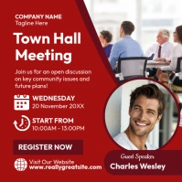 White Professional Town Hall Meeting Poster | Community Discussion & Engagement Instagram Post template