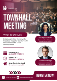 White Professional Townhall Meeting A2 template