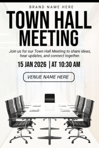 White Professional Townhall Meeting Conference Poster Póster template