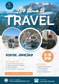 White Professional Travel Agent Vacation Package Flyer A2 template