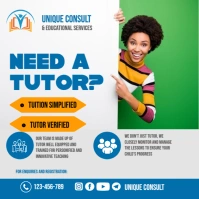 White Professional Tutor & Educational Consulting Services Flyer Logo template