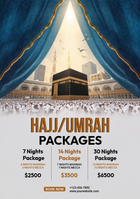 White Professional Umrah And Hajj Package A4 template