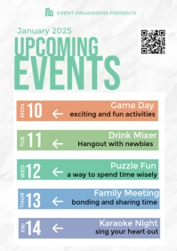 White Professional Upcoming Events Flyer A3 template