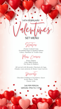 White Professional Valentine's Menu  Instagram Story template