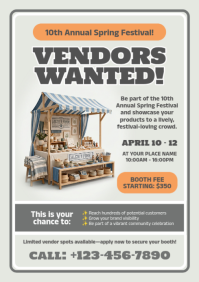 White Professional Vendor Recruitment A4 Flyer template