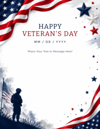 Белый Veteran's Day Pamflet Template