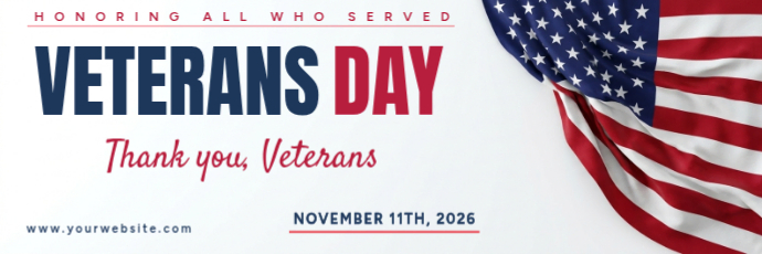 White Professional Veterans Day Twitter Banner Template | PosterMyWall