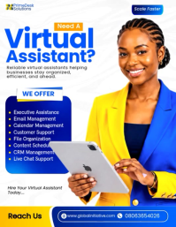 White Virtual Assistant Services Flyer Template