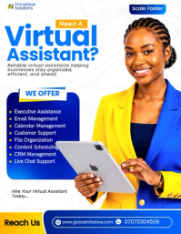 White Virtual Assistant Services Flyer Template