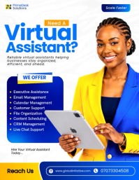 White Virtual Assistant Services Flyer Template
