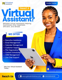 White Virtual Assistant Services Flyer Template