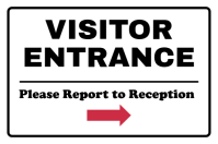 White Professional Visitor Entrance Sign Report to Reception Poster Signage โปสเตอร์ template