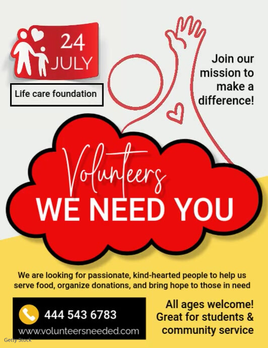 White Professional Volunteers Needed Flyer (us Letter) Pamflet (VSA Brief) template