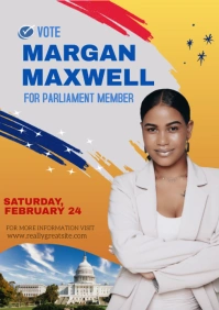 White Professional Vote Tamplate Poster Flyer A2 template