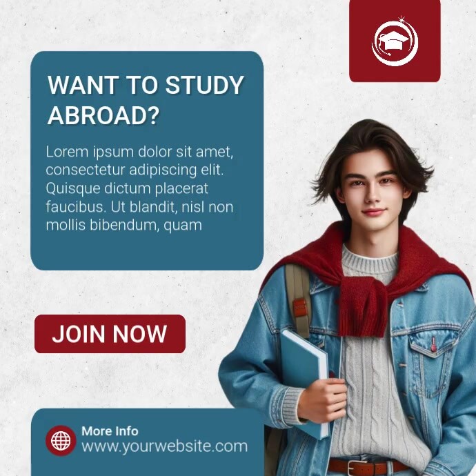 White Professional Want To Study Abroad Instagram Post Template ...
