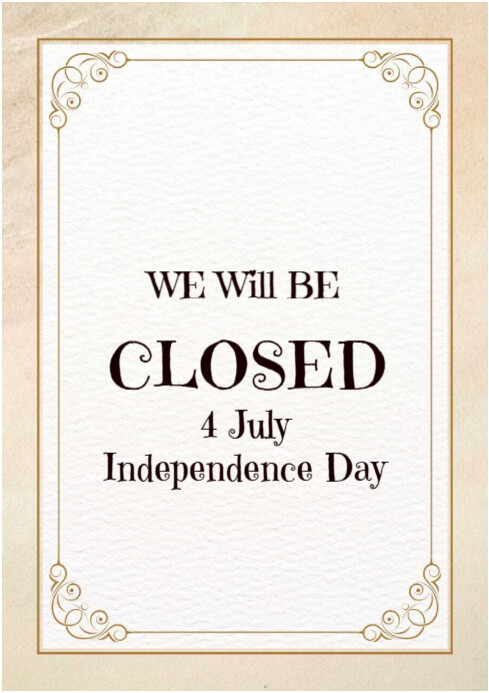 White Professional We Are Closed  A4 template