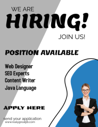White Professional We Are Hire New Designer Experts Great Participate  Flyer (us Letter) template