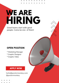 White Professional We Are Hiring A2 template