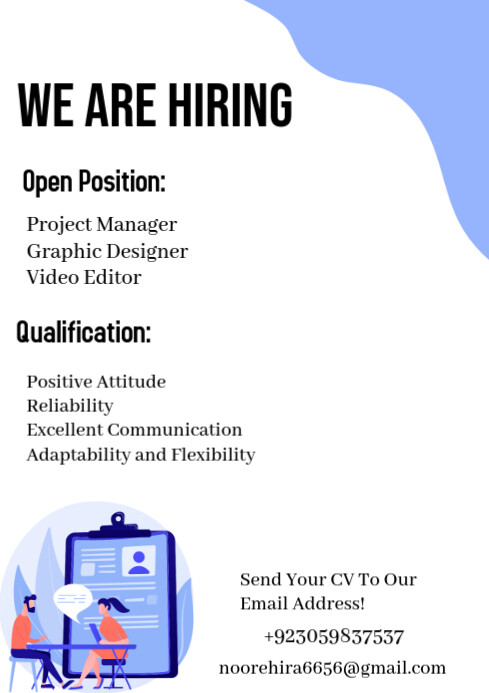 White Professional We Are Hiring  A4 template