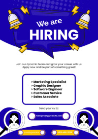 White Professional We Are Hiring A5 template