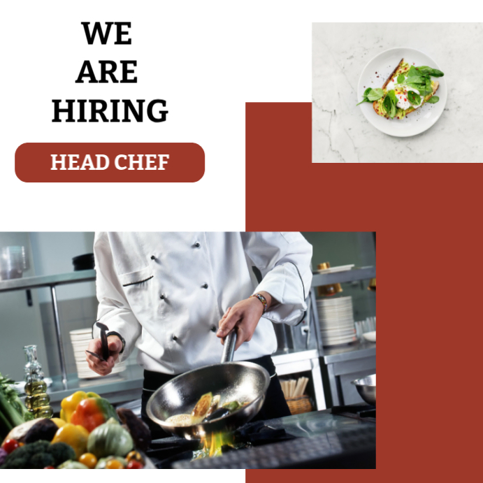 White Professional We Are Hiring Chef Instagram Post Template ...