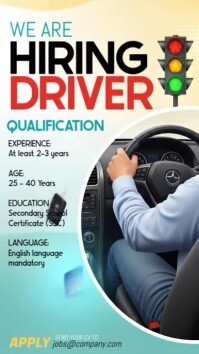 White Professional We Are Hiring Driver Instagram Story template