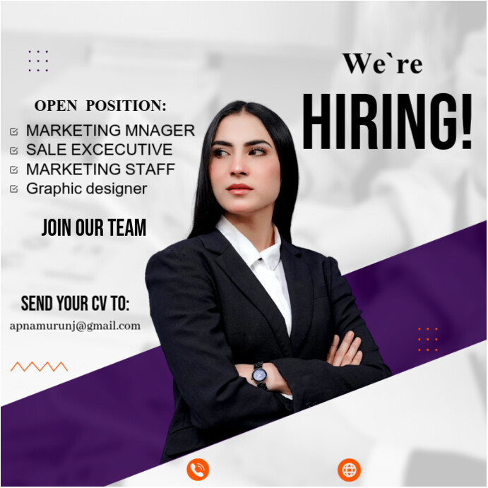White Professional We Are Hiring Flyers  Instagram Post template