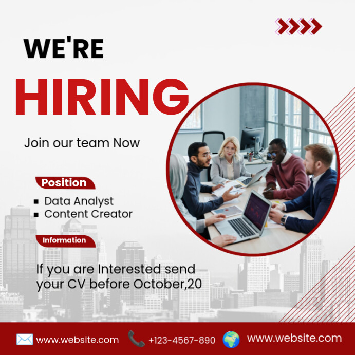 White Professional We Are Hiring Instagram Post Template | PosterMyWall