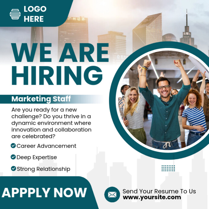 White Professional We Are Hiring Instagram Post Template | PosterMyWall