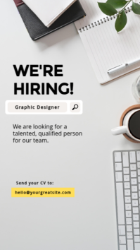 White Professional We Are Hiring  Instagram Story template