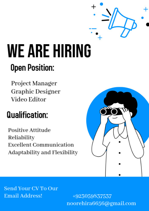 Plantilla de White Professional We Are Hiring Job Opportunities A4 ...