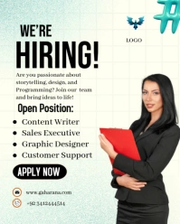 White Professional We Are Hiring Jobs Opportunity  Instagram Portrait template