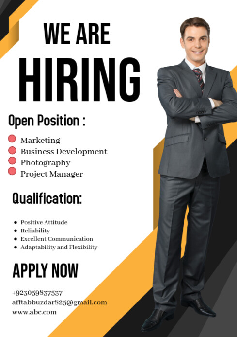 White Professional We Are Hiring Posters A4 Template | PosterMyWall