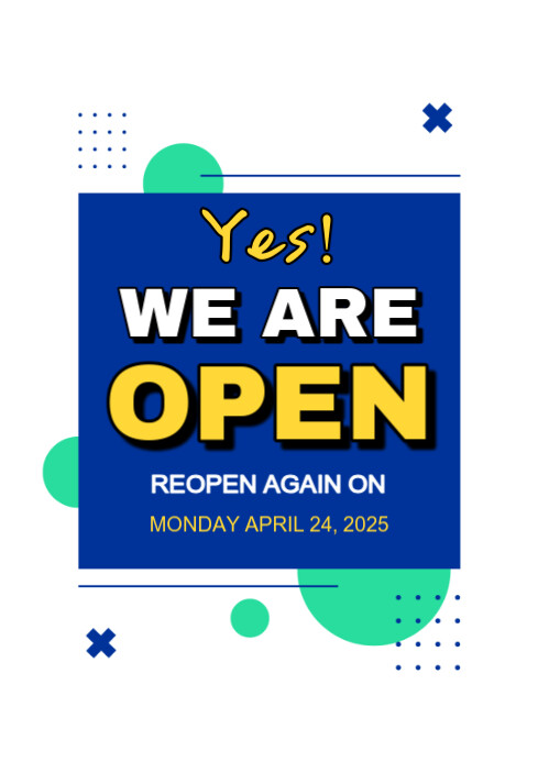 White Professional We Are Open Now Posters A4 Template | PosterMyWall