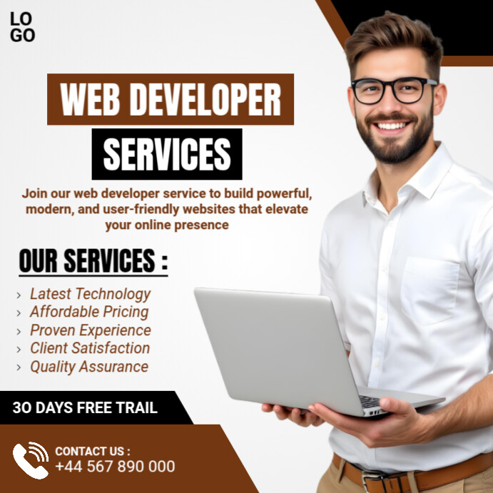 White Professional Web Developer Services Instagram Post Template ...