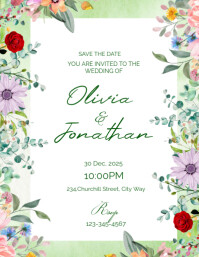 White Professional Wedding Invitation Cards  Flyer (us Letter) template