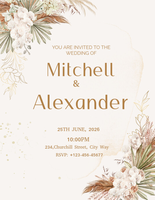 White Professional Wedding Invitation Cards  Flyer (us Letter) Pamflet (VSA Brief) template