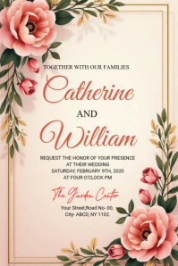 White Professional Wedding Invitation Pinterest Graphic template