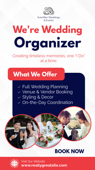 White Professional Wedding Organizer Services Promotion Template Instagram Story Instagram-verhaal