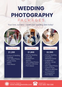 White Professional Wedding Photography Packages Promotion Template A6