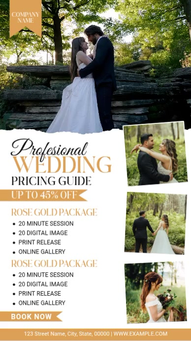 White Professional Wedding Photography Pricing Instagram Story Video