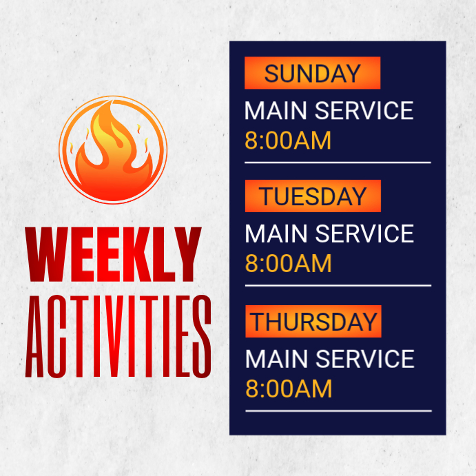 Copy of White Professional Weekly Church Activities Instagram Post ...