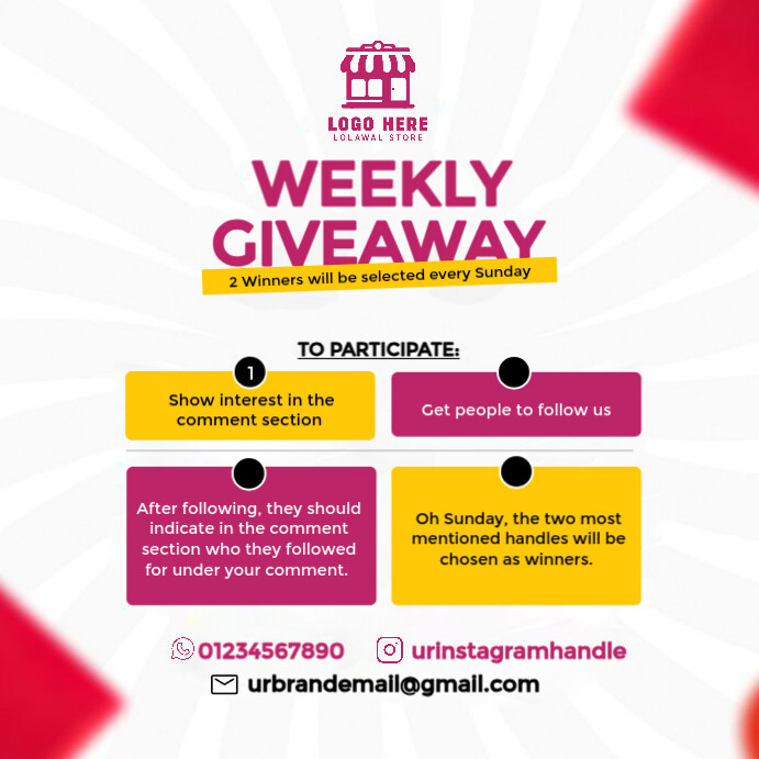 Copy of White Professional Weekly Giveaway Instagram Post | PosterMyWall